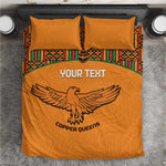 Custom Zambia Football Bedding Set Copper Queens Kente Pattern