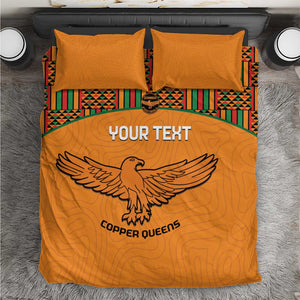 Custom Zambia Football Bedding Set Copper Queens Kente Pattern