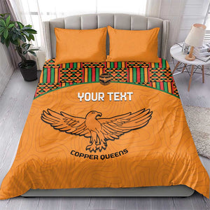 Custom Zambia Football Bedding Set Copper Queens Kente Pattern