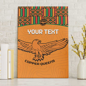 Custom Zambia Football Canvas Wall Art Copper Queens Kente Pattern