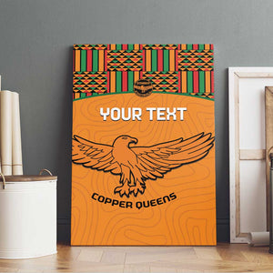 Custom Zambia Football Canvas Wall Art Copper Queens Kente Pattern