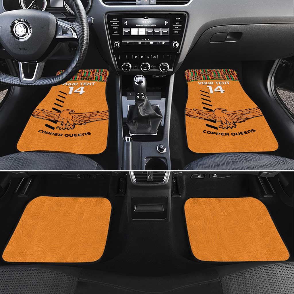 Custom Zambia Football Car Mats Copper Queens Kente Pattern