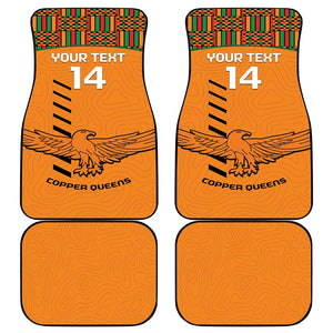 Custom Zambia Football Car Mats Copper Queens Kente Pattern