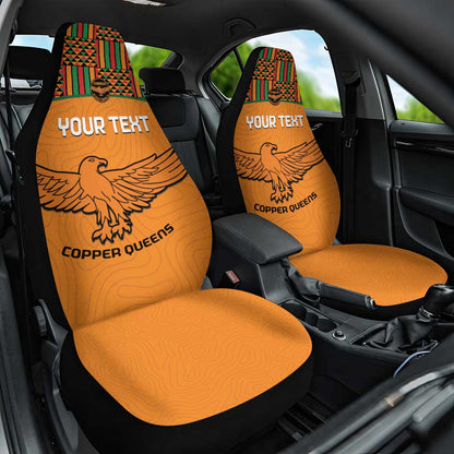 Custom Zambia Football Car Seat Cover Copper Queens Kente Pattern