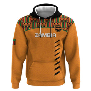 Custom Zambia Football Hoodie Copper Queens Kente Pattern