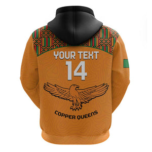 Custom Zambia Football Hoodie Copper Queens Kente Pattern