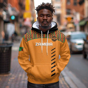 Custom Zambia Football Hoodie Copper Queens Kente Pattern