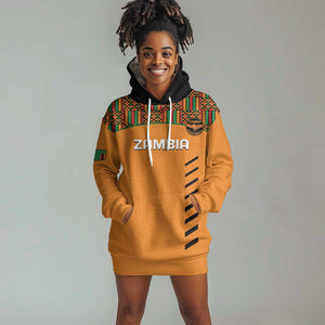 Custom Zambia Football Hoodie Dress Copper Queens Kente Pattern