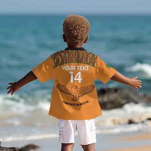 Custom Zambia Football Kid Hawaiian Shirt Copper Queens Kente Pattern