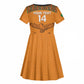 Custom Zambia Football Kid Short Sleeve Dress Copper Queens Kente Pattern