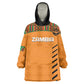 Custom Zambia Football KId Wearable Blanket Hoodie Copper Queens Kente Pattern