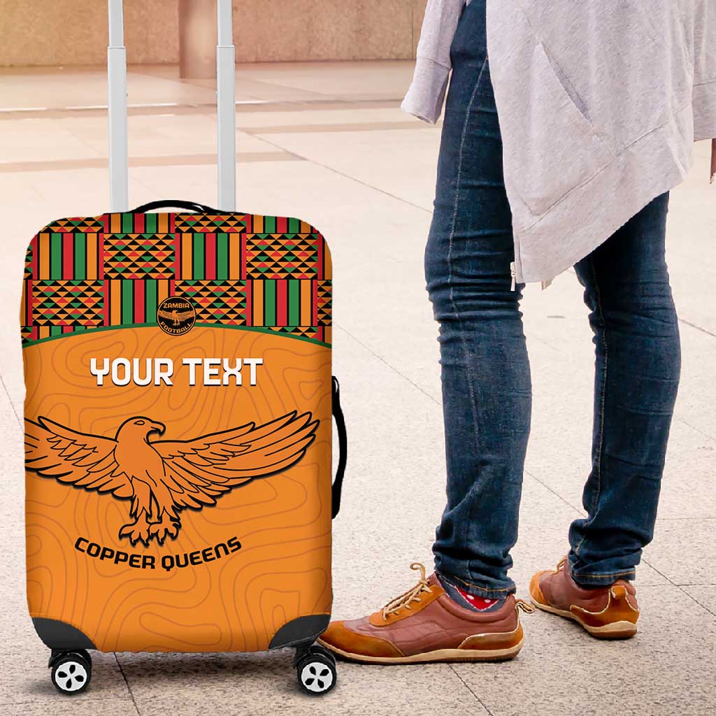 Custom Zambia Football Luggage Cover Copper Queens Kente Pattern