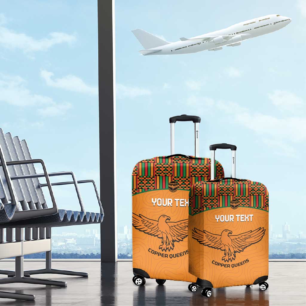 Custom Zambia Football Luggage Cover Copper Queens Kente Pattern