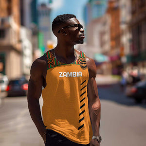 Custom Zambia Football Men Tank Top Copper Queens Kente Pattern