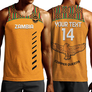 Custom Zambia Football Men Tank Top Copper Queens Kente Pattern