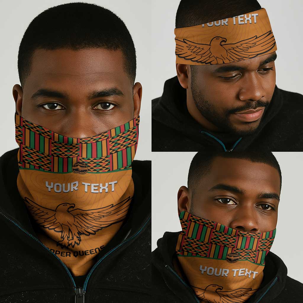 Custom Zambia Football Neck Gaiter Copper Queens Kente Pattern LT14