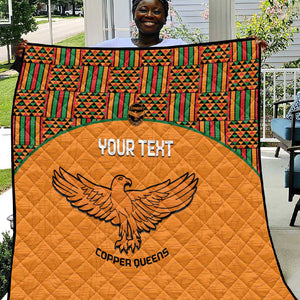 Custom Zambia Football Quilt Copper Queens Kente Pattern