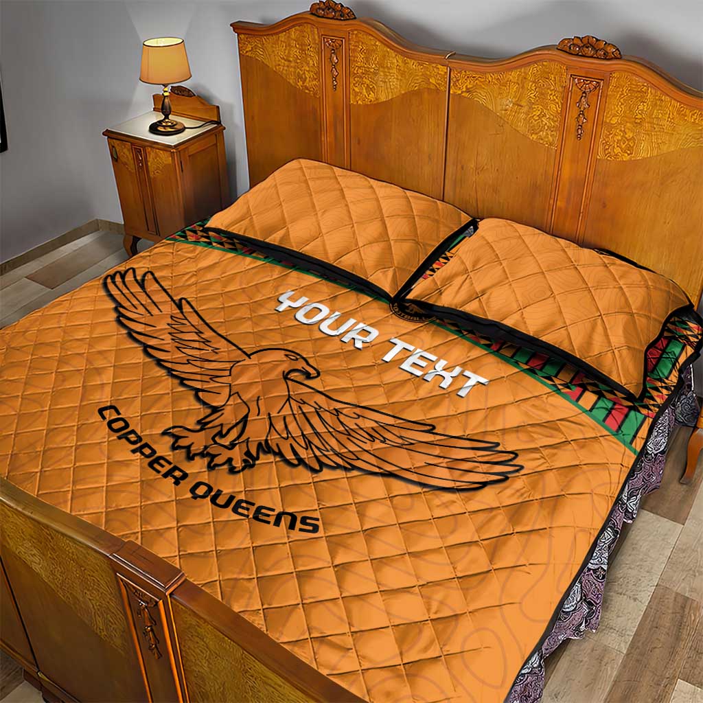 Custom Zambia Football Quilt Bed Set Copper Queens Kente Pattern