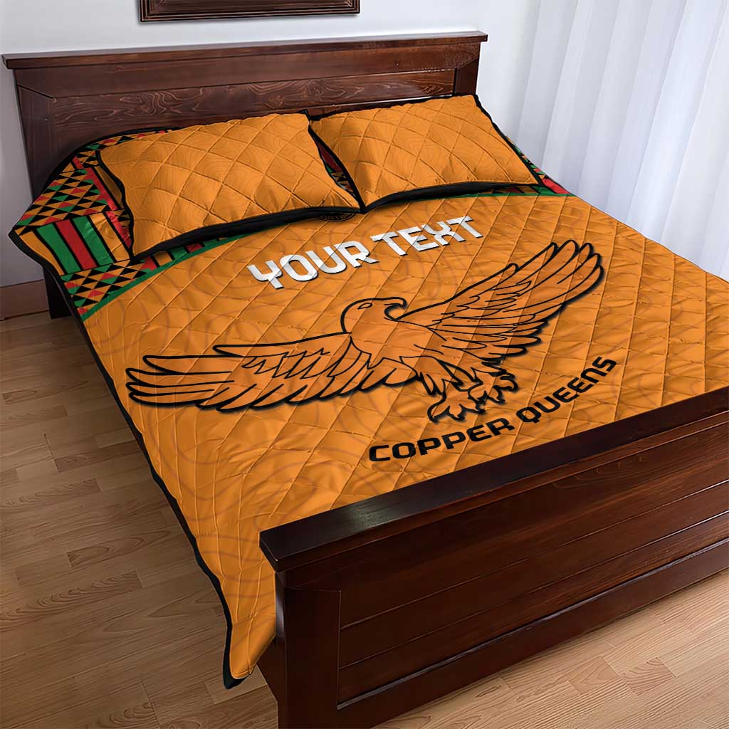 Custom Zambia Football Quilt Bed Set Copper Queens Kente Pattern
