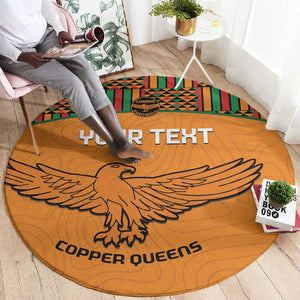 Custom Zambia Football Round Carpet Copper Queens Kente Pattern