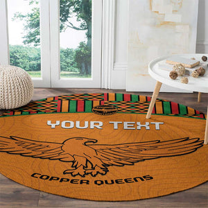 Custom Zambia Football Round Carpet Copper Queens Kente Pattern