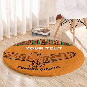 Custom Zambia Football Round Carpet Copper Queens Kente Pattern