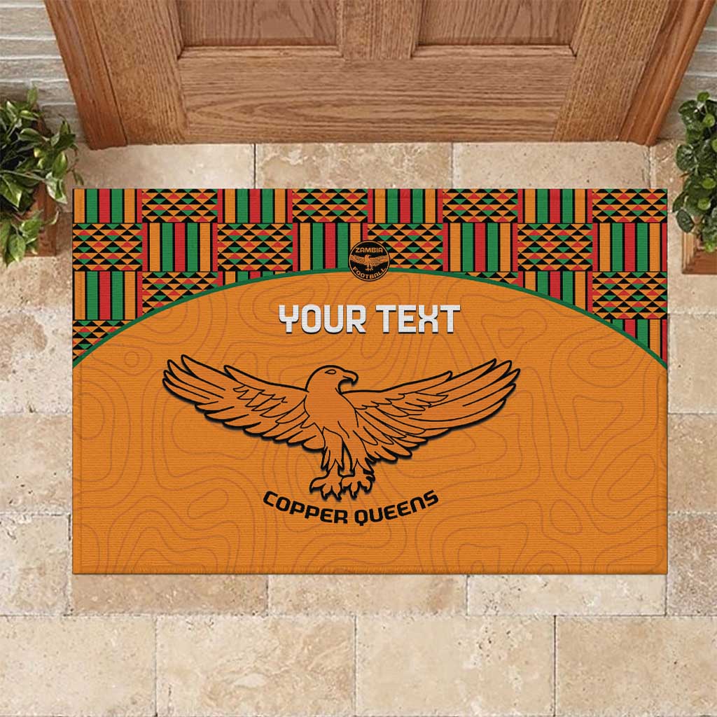 Custom Zambia Football Rubber Doormat Copper Queens Kente Pattern