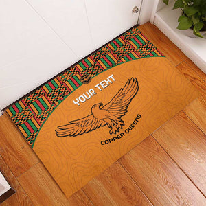 Custom Zambia Football Rubber Doormat Copper Queens Kente Pattern