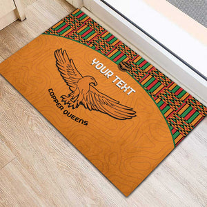 Custom Zambia Football Rubber Doormat Copper Queens Kente Pattern