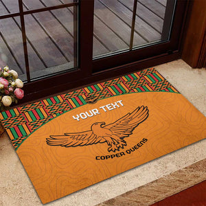 Custom Zambia Football Rubber Doormat Copper Queens Kente Pattern