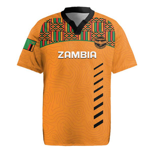 Custom Zambia Football Rugby Jersey Copper Queens Kente Pattern