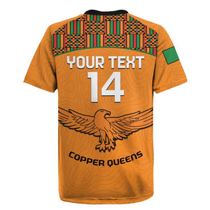 Custom Zambia Football Rugby Jersey Copper Queens Kente Pattern