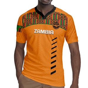 Custom Zambia Football Rugby Jersey Copper Queens Kente Pattern