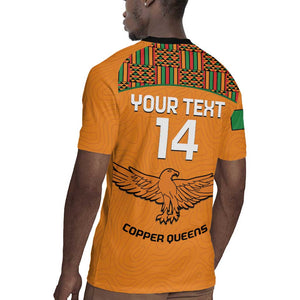 Custom Zambia Football Rugby Jersey Copper Queens Kente Pattern