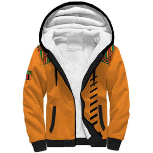 Custom Zambia Football Sherpa Hoodie Copper Queens Kente Pattern