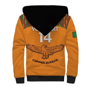 Custom Zambia Football Sherpa Hoodie Copper Queens Kente Pattern