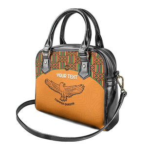 Custom Zambia Football Shoulder Handbag Copper Queens Kente Pattern