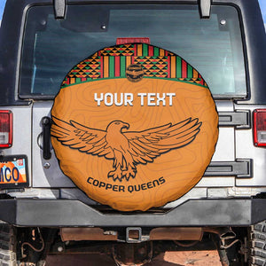 Custom Zambia Football Spare Tire Cover Copper Queens Kente Pattern