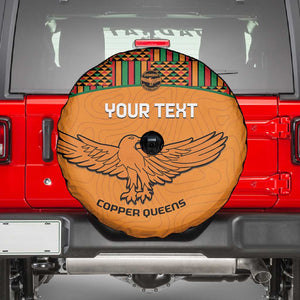 Custom Zambia Football Spare Tire Cover Copper Queens Kente Pattern