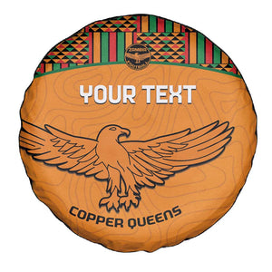 Custom Zambia Football Spare Tire Cover Copper Queens Kente Pattern