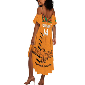 Custom Zambia Football Summer Maxi Dress Copper Queens Kente Pattern