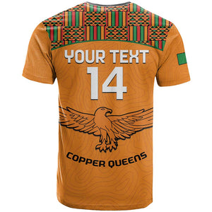 Custom Zambia Football T shirt Copper Queens Kente Pattern