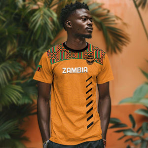 Custom Zambia Football T shirt Copper Queens Kente Pattern