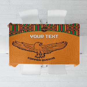 Custom Zambia Football Tablecloth Copper Queens Kente Pattern