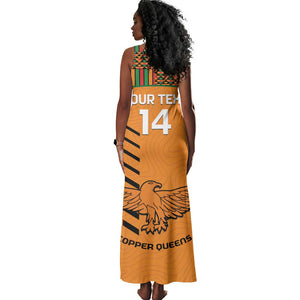 Custom Zambia Football Tank Maxi Dress Copper Queens Kente Pattern