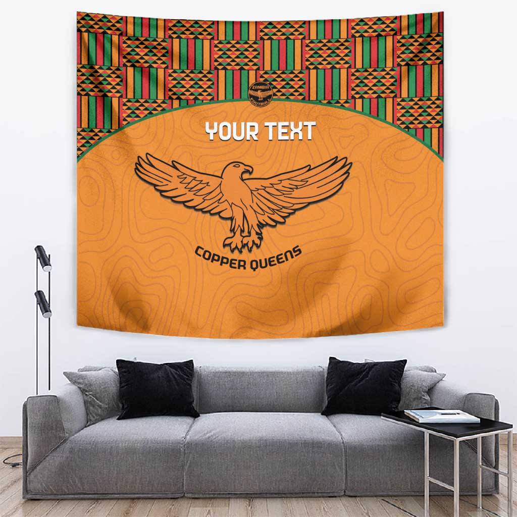 Custom Zambia Football Tapestry Copper Queens Kente Pattern