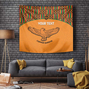 Custom Zambia Football Tapestry Copper Queens Kente Pattern