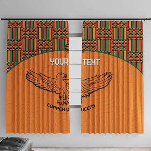 Custom Zambia Football Window Curtain Copper Queens Kente Pattern