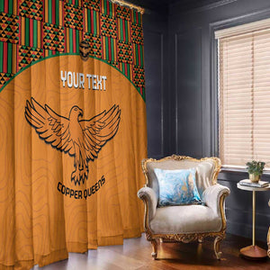 Custom Zambia Football Window Curtain Copper Queens Kente Pattern