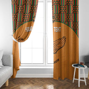 Custom Zambia Football Window Curtain Copper Queens Kente Pattern